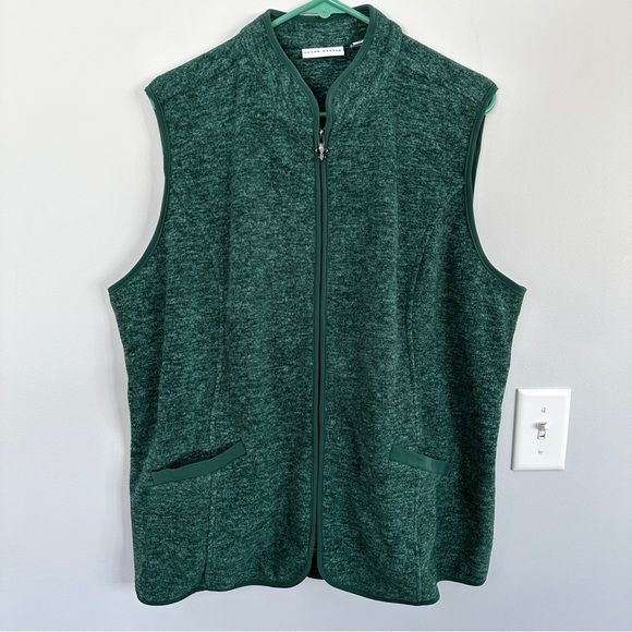 Susan Graver Jackets & Blazers - Susan Graver Melange Fleece Zip Front Vest w/ Solid Trim, Size XL